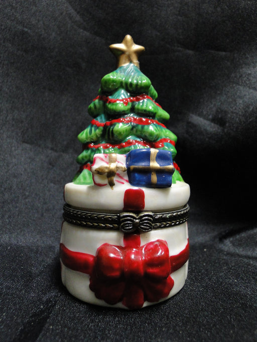 Christmas Tree with Presents: Hinged Trinket Box / Place Card Holder, 4" Tall