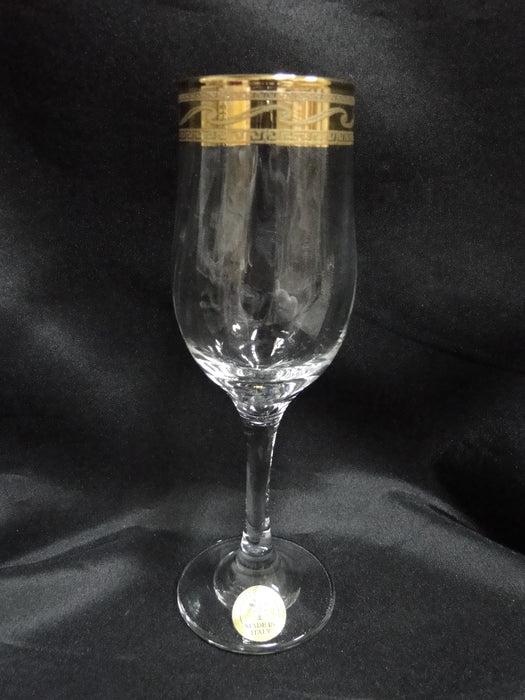 Cristalleria Fratelli Fumo Gold Encrusted Greek Key: Set of 6 Wine Glasses 7.5"