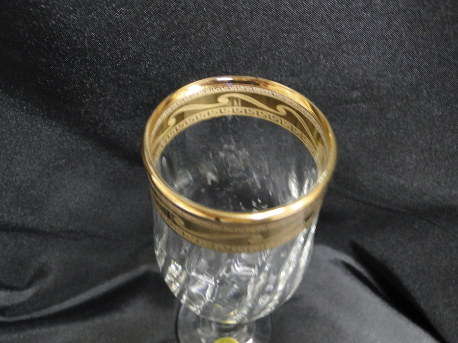 Cristalleria Fratelli Fumo Gold Encrusted Greek Key: Set of 6 Wine Glasses 7.5"
