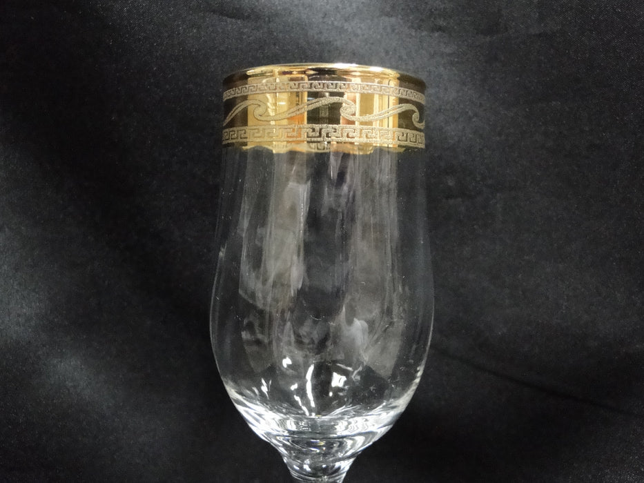 Cristalleria Fratelli Fumo Gold Encrusted Greek Key: Set of 6 Wine Glasses 7.5"