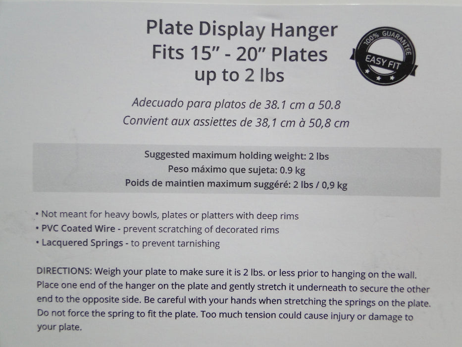 Tripar Smooth White Wire Display Hanger (s) for one 15" - 20" Plate