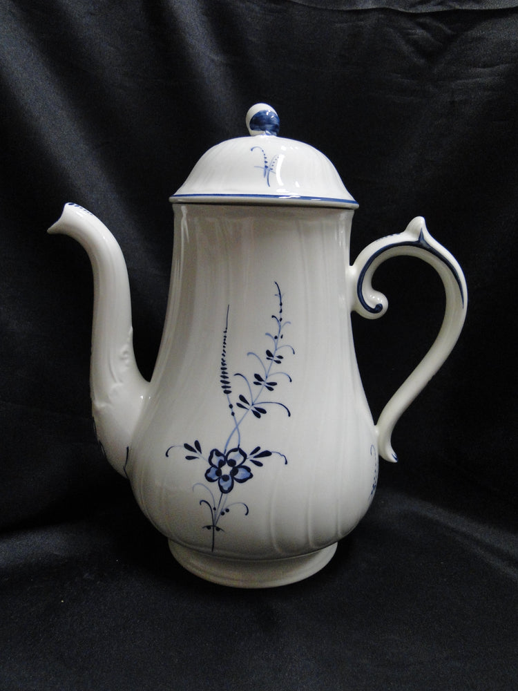 Villeroy & Boch Vieux Luxembourg, Blue Florals: Coffee Pot, 9 1/2" Tall