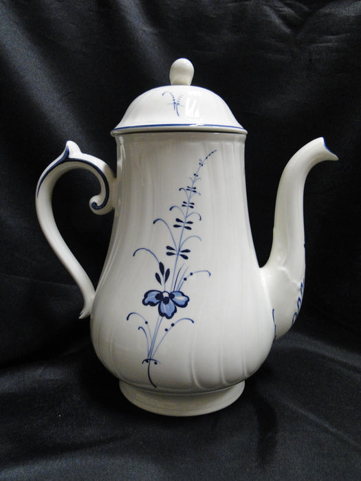 Villeroy & Boch Vieux Luxembourg, Blue Florals: Coffee Pot, 9 1/2" Tall