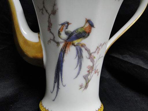 Haviland Eden, Birds & Flowers, Mustard Band: Coffee Pot & Lid, 7 1/4", As Is