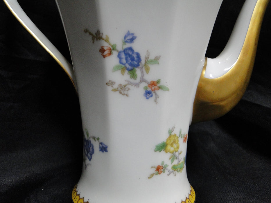 Haviland Eden, Birds & Flowers, Mustard Band: Coffee Pot & Lid, 7 1/4", As Is