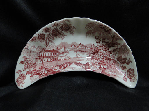 Royal Staffordshire Tonquin Red Pink, Scene: Crescent Bone Dish, 6 1/2" x 3"