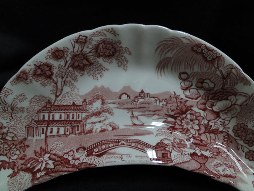 Royal Staffordshire Tonquin Red Pink, Scene: Crescent Bone Dish, 6 1/2" x 3"