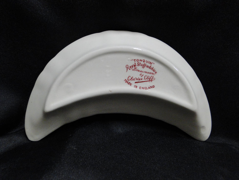 Royal Staffordshire Tonquin Red Pink, Scene: Crescent Bone Dish, 6 1/2" x 3"