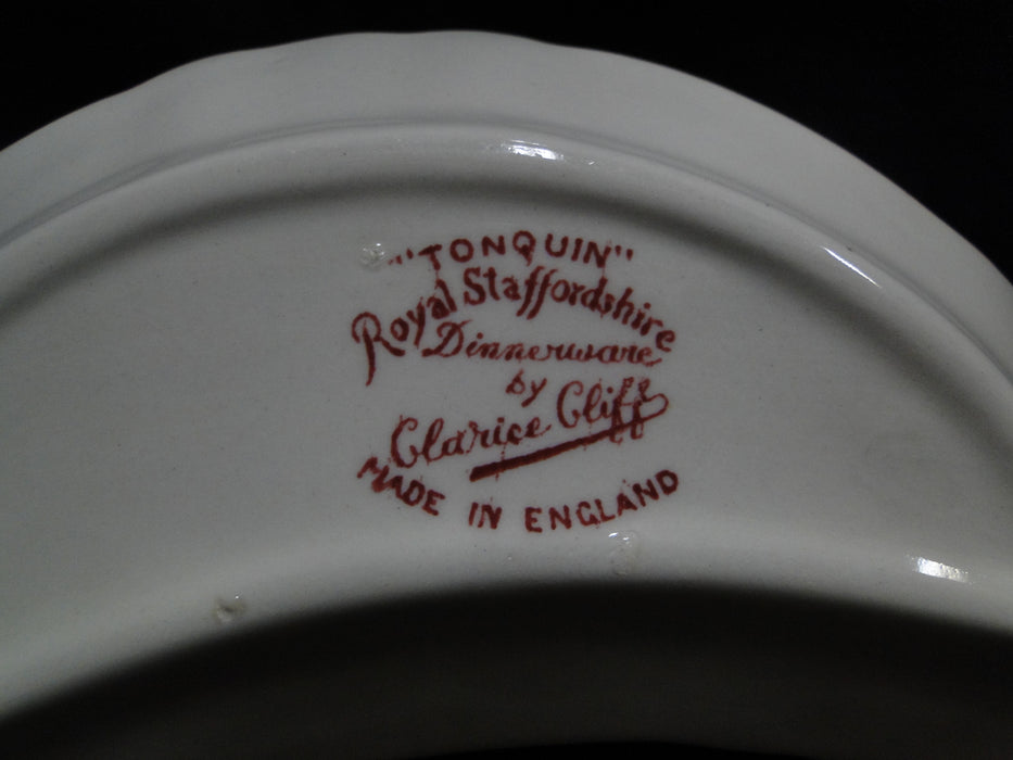 Royal Staffordshire Tonquin Red Pink, Scene: Crescent Bone Dish, 6 1/2" x 3"