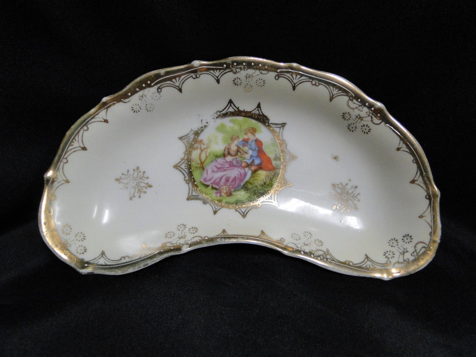 Royal Vienna Love Scene, Beehive Mark: Crescent Dish, 7 1/4" x 3 1/2"