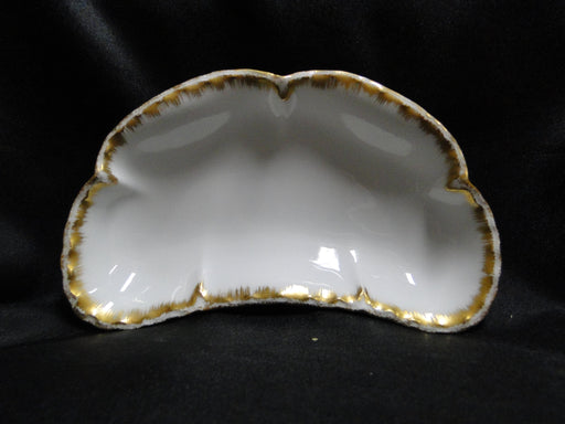 Haviland (Limoges) Schleiger 418, Brushed Gold Edge: Crescent Bone Dish, 6"