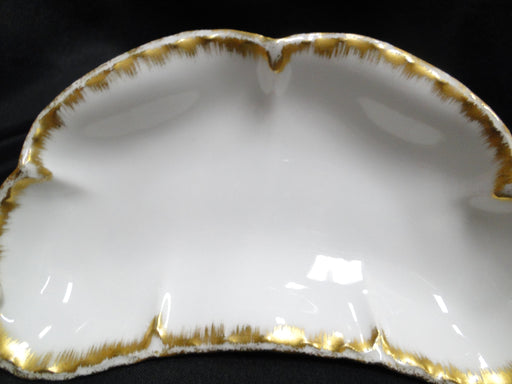 Haviland (Limoges) Schleiger 418, Brushed Gold Edge: Crescent Bone Dish, 6"