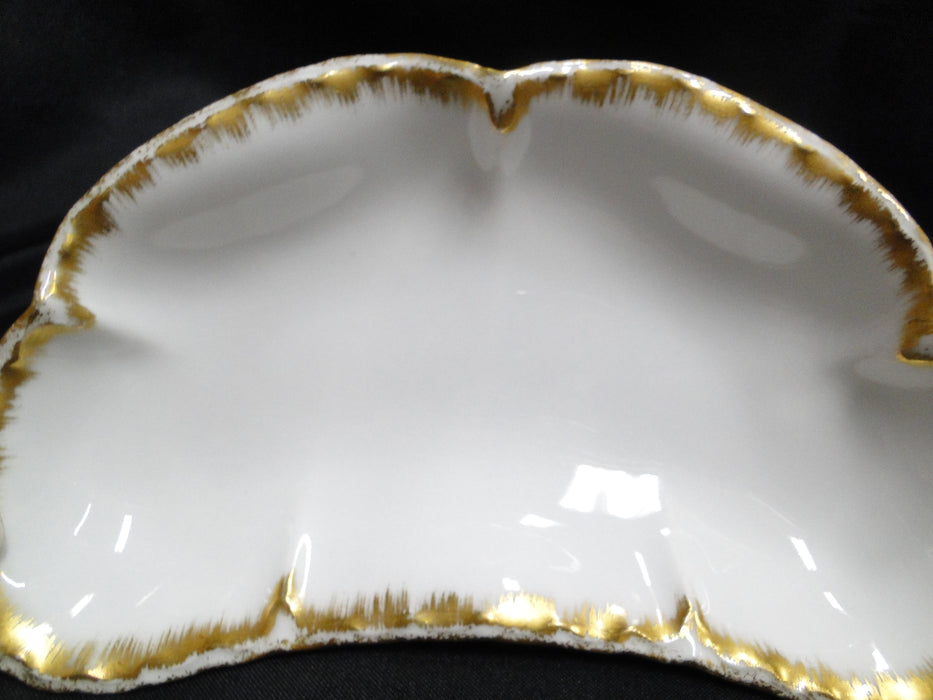Haviland Schleiger 418, Brushed Gold Edge: Crescent Bone Dish, 6" x 3 1/4"