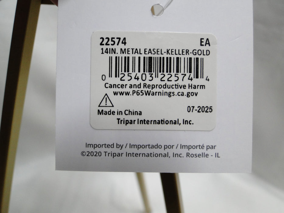 Tripar Keller Gold Metal Display Easel for One 7"-10 1/2" Item