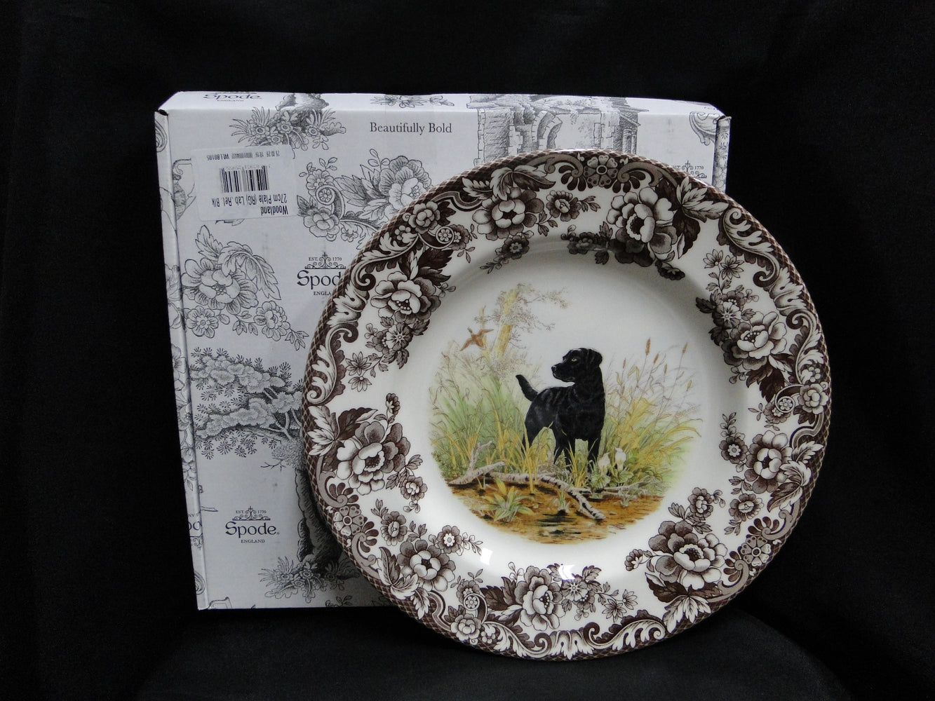 Spode Woodland Black Labrador Hunting Dog: NEW Dinner Plate (s), 10 1/2", Box