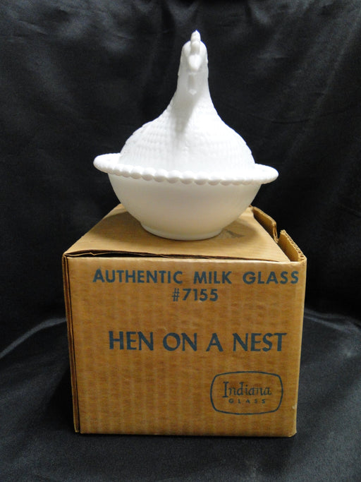 Indiana Glass Milk Glass: Hen on a Nest w/ Original Box, 7" Long