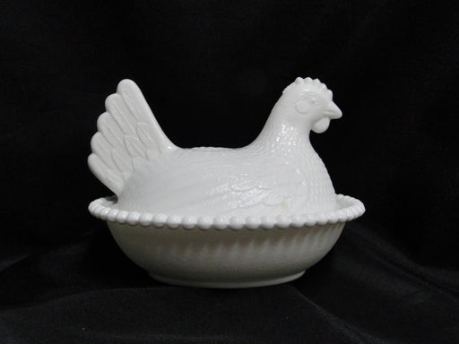 Indiana Glass Milk Glass: Hen on a Nest, 7" Long