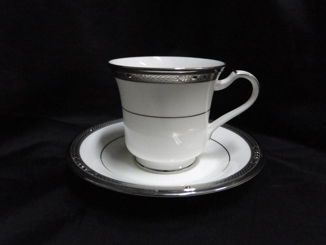 Noritake Chatelaine Platinum, 4801, Encrusted: Cup & Saucer Set (s), 3 1/8" Tall