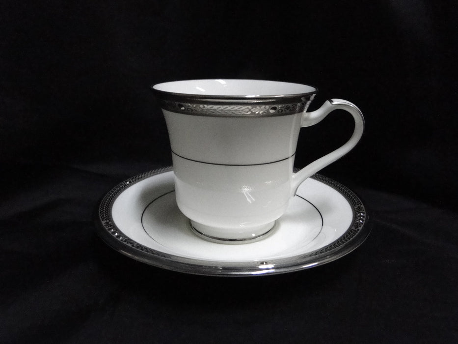 Noritake Chatelaine Platinum, 4801, Encrusted: Cup & Saucer Set (s), 3 1/8" Tall