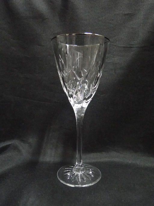 Cristal d'Arques Cassandra Platinum, Leaf Cuts: Water or Wine Goblet, 8 1/4"