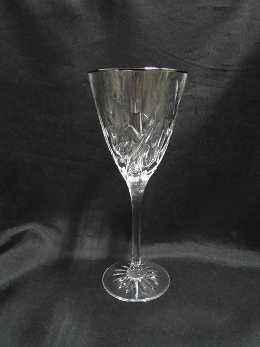 Cristal d'Arques Cassandra Platinum, Leaf Cuts: Water or Wine Goblet, 8 1/4"