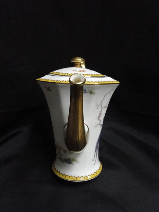 Haviland Eden, Birds & Flowers, Mustard Band: Coffee Pot & Lid, 7 1/4", As Is