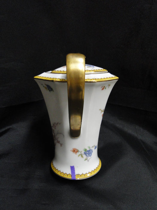 Haviland Eden, Birds & Flowers, Mustard Band: Coffee Pot & Lid, 7 1/4", As Is