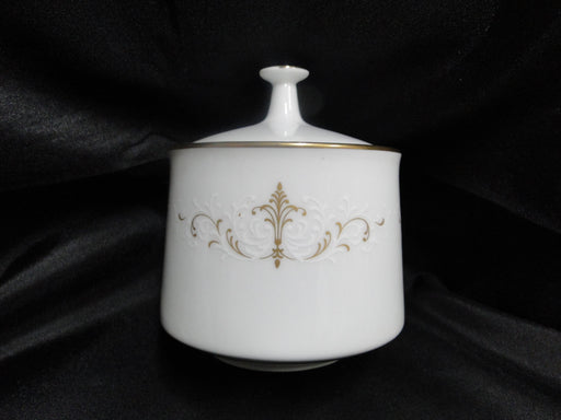Noritake Courtney, 6520, Gold & White Scrolls: Sugar Bowl & Lid, 4 1/4"