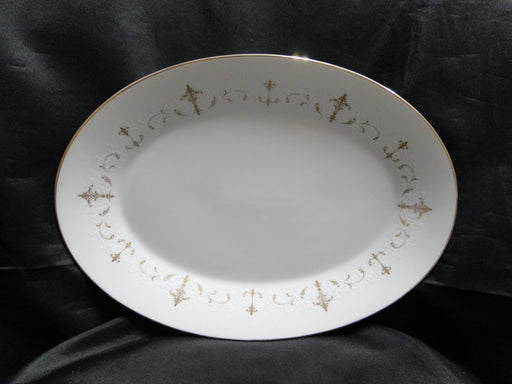 Noritake Courtney, 6520, Gold & White Scrolls: Oval Serving Platter, 14"