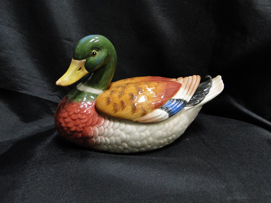 Fitz & Floyd Essentials: Mallard Duck Shaped Box / Dish w/ Lid, 7 1/2" Long