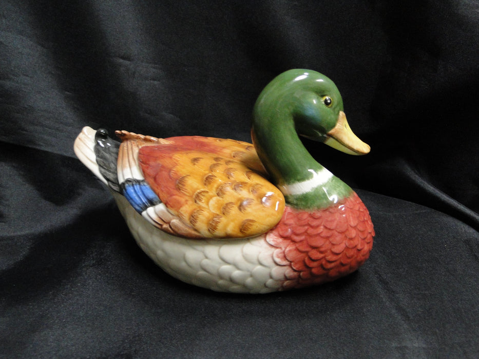 Fitz & Floyd Essentials: Mallard Duck Shaped Box / Dish w/ Lid, 7 1/2" Long