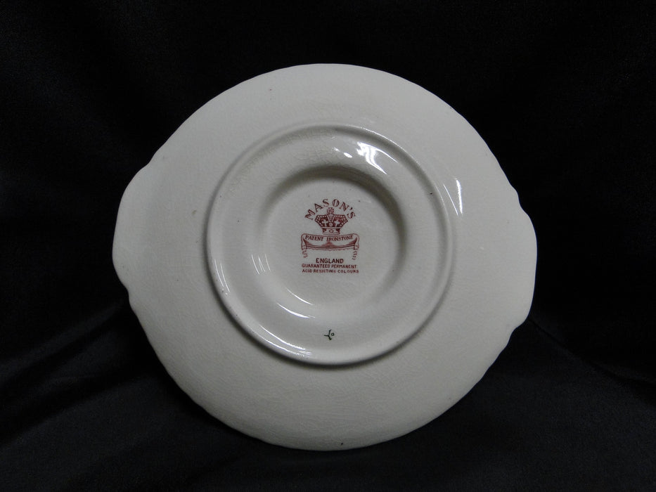 Mason's Vista Pink, Transferware: Round Gravy Boat w/ Att Underplate, Crazing