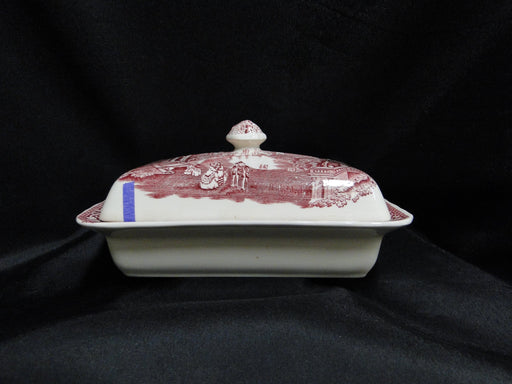Mason's Vista Pink, Transferware: Butter Dish w/ Lid & Finial, As Is