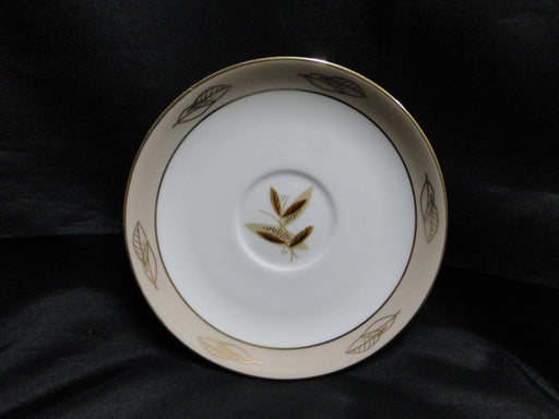 Noritake Fontana, 5580, Taupe Band, Gold Leaves: 6" Saucer Only, No Cup