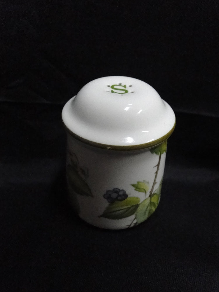 Villeroy & Boch Forsa, Berries & Leaves: Salt Shaker, 6 Holes, 3" Tall, "S"