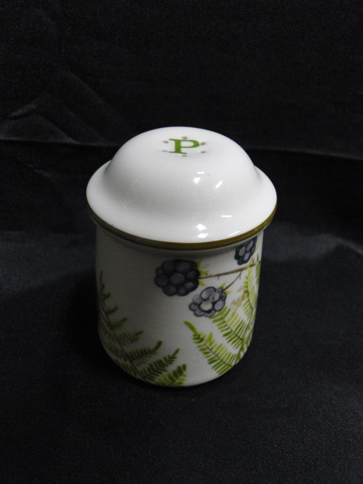Villeroy & Boch Forsa, Berries & Leaves: Pepper Shaker, 6 Holes, 3" Tall, "P"