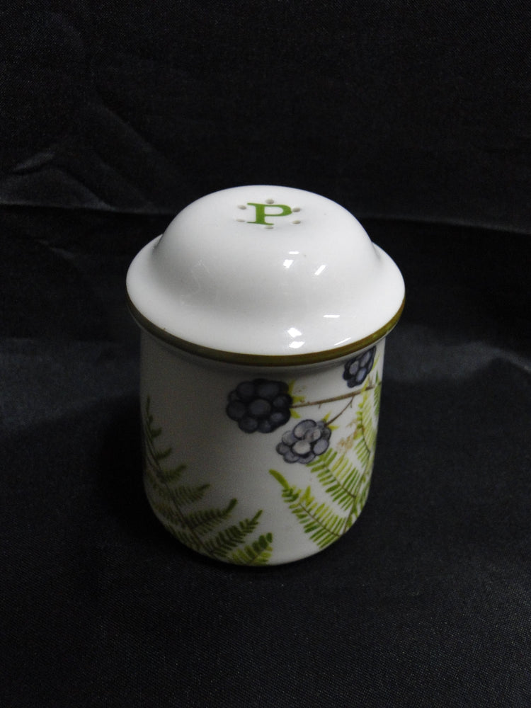 Villeroy & Boch Forsa, Berries & Leaves: Pepper Shaker, 6 Holes, 3" Tall, "P"