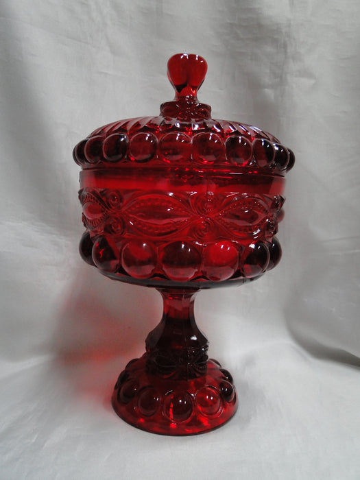 Mosser Eye Winker Red: Compote / Candy Jar w/ Lid, 10 1/2" Tall