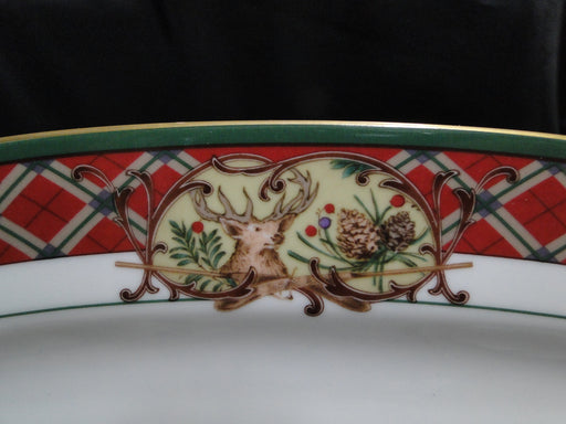 Noritake Royal Hunt, 3930, Plaid, Fruit, Animals: Oval Serving Platter, 12"