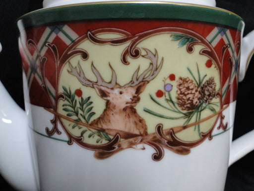 Noritake Royal Hunt, 3930, Plaid, Fruit, Animals: Teapot & Lid, 7" Tall