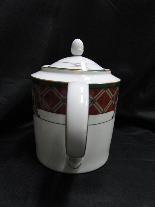 Noritake Royal Hunt, 3930, Plaid, Fruit, Animals: Teapot & Lid, 7" Tall