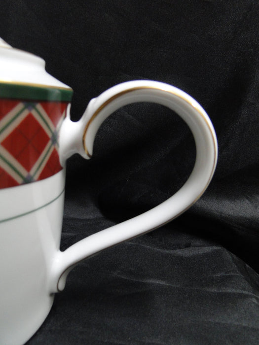 Noritake Royal Hunt, 3930, Plaid, Fruit, Animals: Teapot & Lid, 7" Tall
