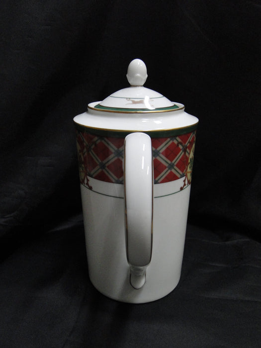 Noritake Royal Hunt, 3930, Plaid, Fruit, Animals: Coffee Pot & Lid, 9 1/4" Tall