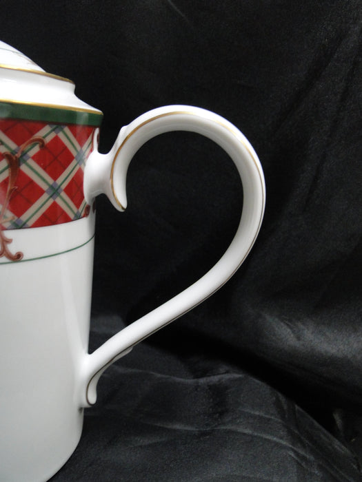 Noritake Royal Hunt, 3930, Plaid, Fruit, Animals: Coffee Pot & Lid, 9 1/4" Tall