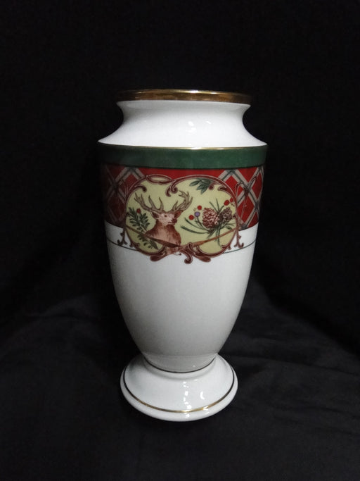Noritake Royal Hunt, 3930, Plaid, Fruit, Animals: Flower Vase, 9" Tall