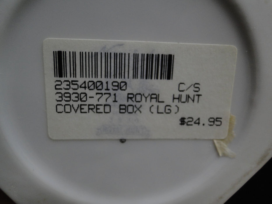 Noritake Royal Hunt, 3930, Plaid, Fruit, Animals: Octagonal Box & Lid, 3 7/8"