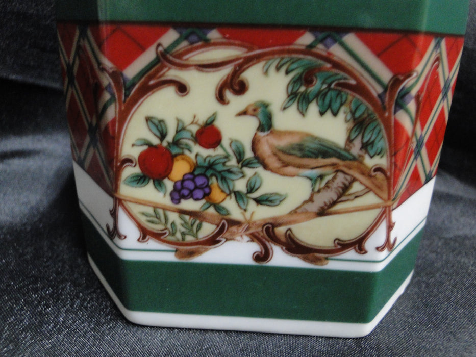 Noritake Royal Hunt, 3930, Plaid, Fruit, Animals: Octagonal Box & Lid, 3 7/8"
