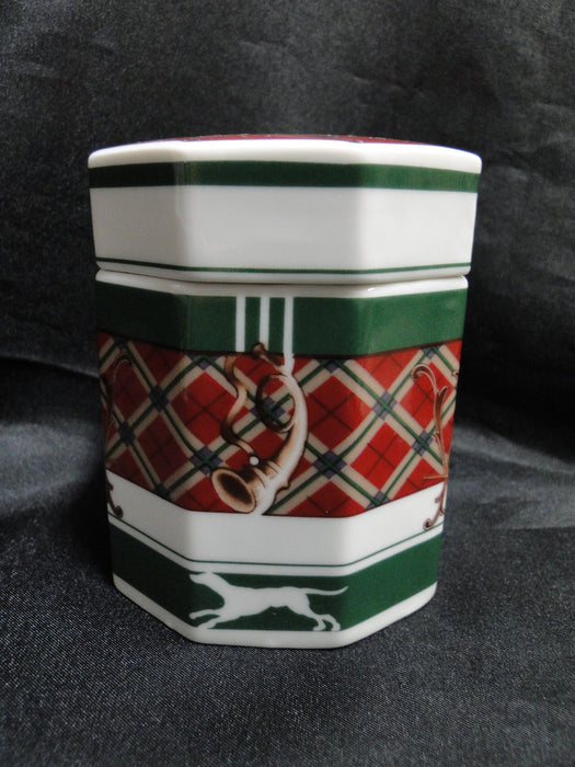 Noritake Royal Hunt, 3930, Plaid, Fruit, Animals: Octagonal Box & Lid, 3 7/8"
