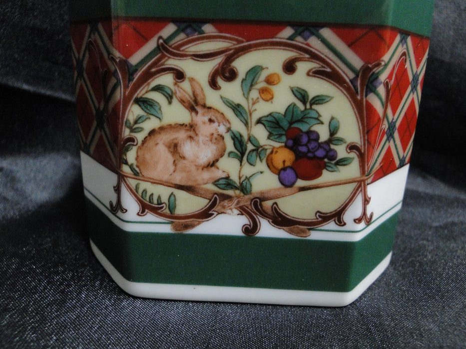 Noritake Royal Hunt, 3930, Plaid, Fruit, Animals: Octagonal Box & Lid, 3 7/8"