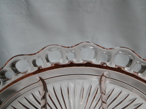 Anchor Hocking Old Colony Lace Edge Pink: 5-Part Relish Dish, 12 3/4", As Is